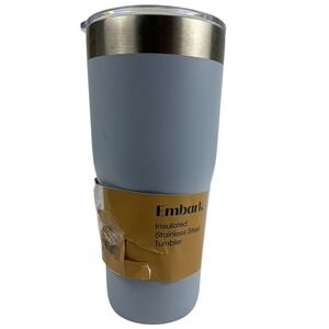 Embark 20 oz Insulated Stainless Steel Tumbler w Straw Blue New Label Damage